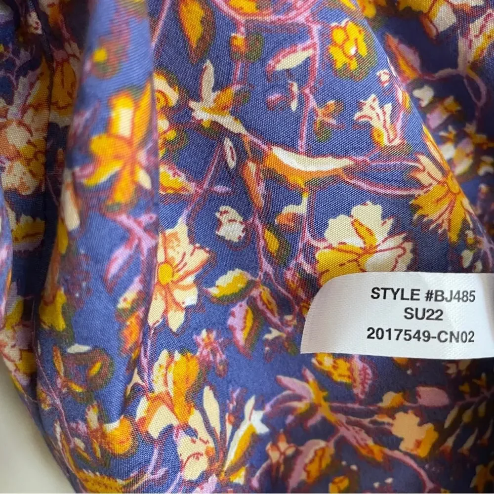 J. Crew Midnight Floral Cutout Midi Dress Puff Sleeve Cotton Poplin NWOT Sz 10